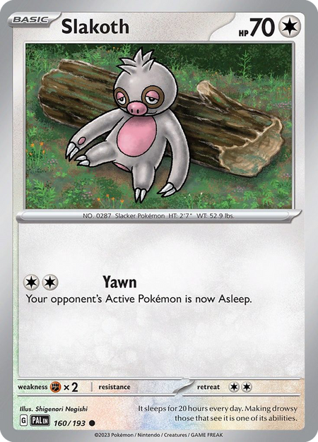 SLAKOTH 160/193 Common Paldea Evolved Pokemon Near Mint