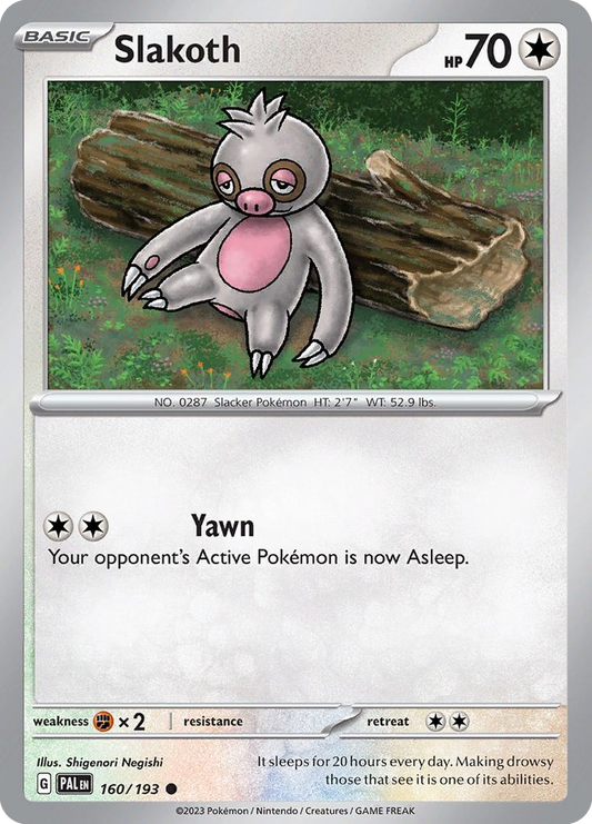 SLAKOTH 160/193 Common Paldea Evolved Pokemon Near Mint