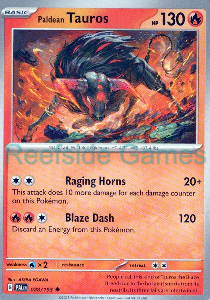 PALDEAN TAUROS 028/193 Uncommon Paldea Evolved Pokemon Near Mint