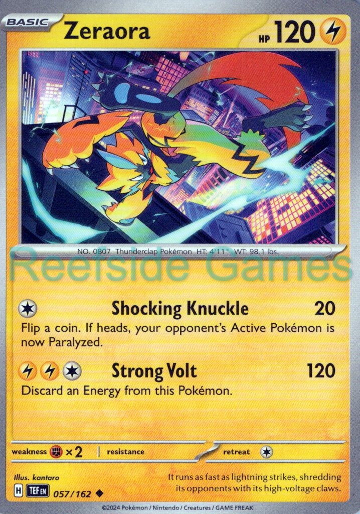 ZERAORA 057/162 Uncommon Temporal Forces Pokemon Near Mint