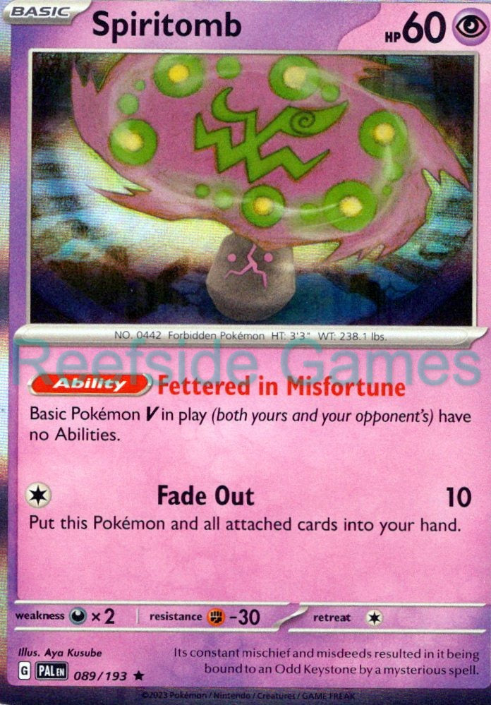 SPIRITOMB 089/193 Rare Paldea Evolved Pokemon Near Mint